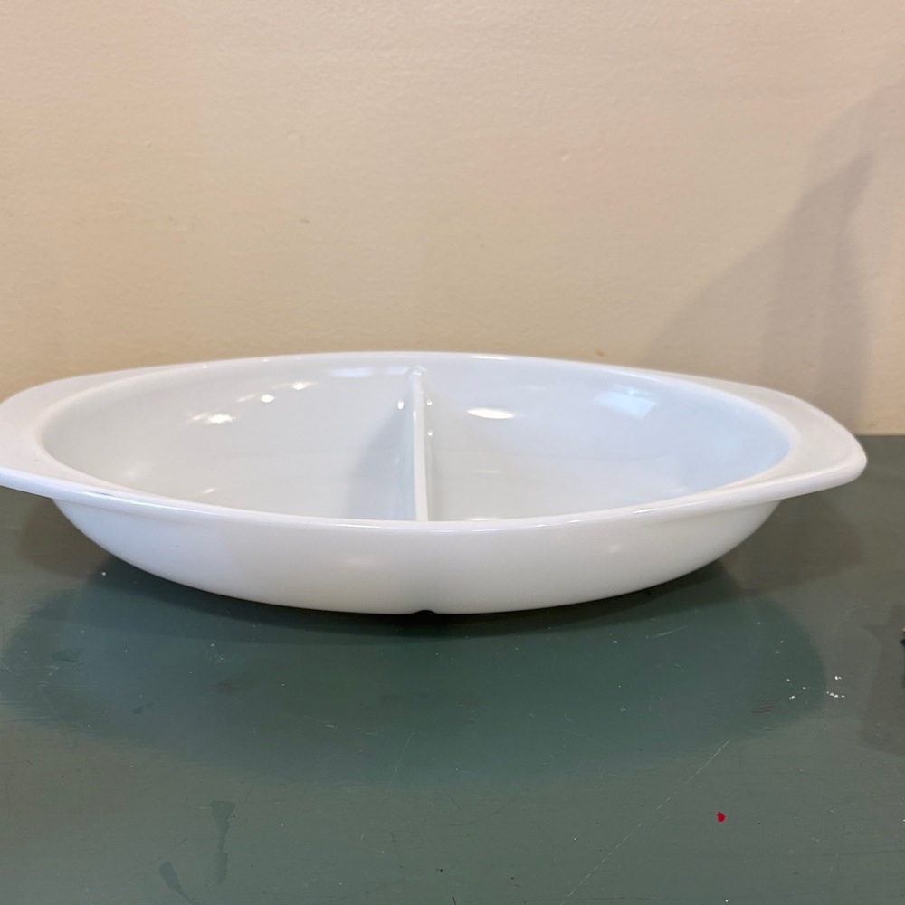 Vintage Pyrex White Divided Serving Dish #1063 Made of Opal Milk Glass.